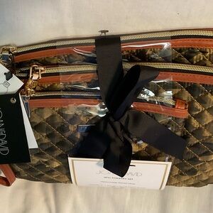Joan & David Quilted (3)pc Travel Bags or Gift Set - Camo Olive and Tan. #1